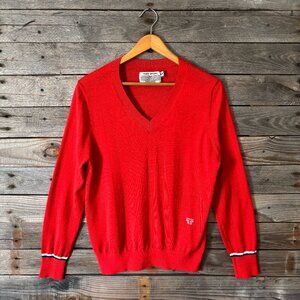 Tory Burch Tory Sport Orange V-Neck Wool/Poly Blend Sweater - Size M